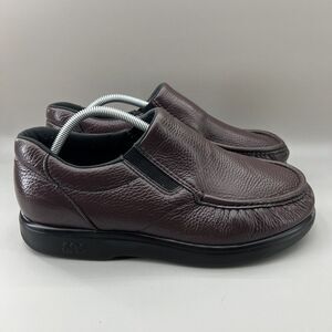 SAS Side Gore Men Size‎ 10.5 WW Shoes Burgundy Cordovan Leather Slip On Loafers